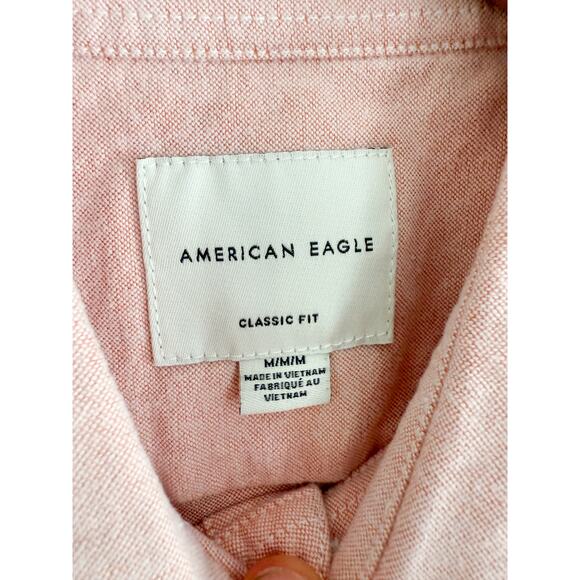 American Eagle | Classic Fit Oxford Button Down Shirt in  Coral Pink | Sz M - Picture 4 of 7